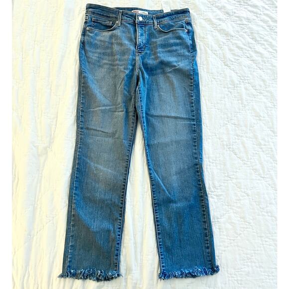 High Rise Straight Denim Jeans Fringe Hem Signature Levis 12 - Picture 1 of 8